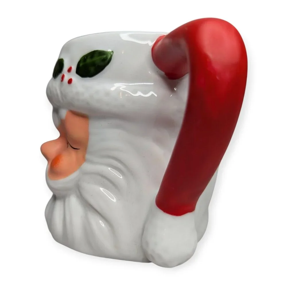 Christmas Ceramic Santa Head Cup/Candle Votive Holder/Ornament 4